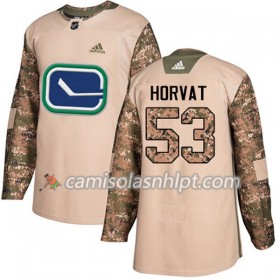 Camisola Vancouver Canucks Bo Horvat 53 Adidas 2017-2018 Camo Veterans Day Practice Authentic - Homem